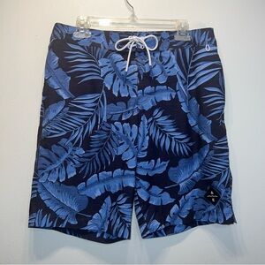 American Eagle Flex Men’s Blue Palm Leaf Swim Board Shorts Size Medium